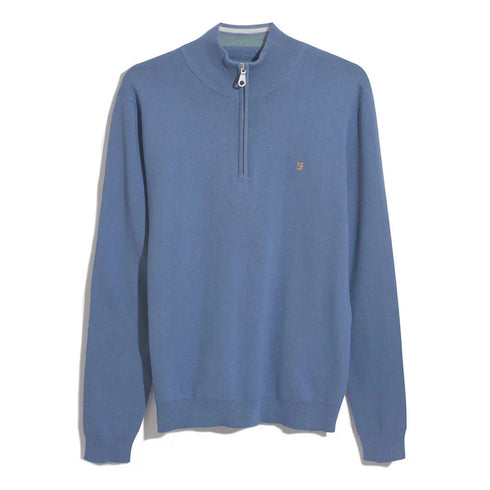 Farah Louder Half Zip Knitwear Blue